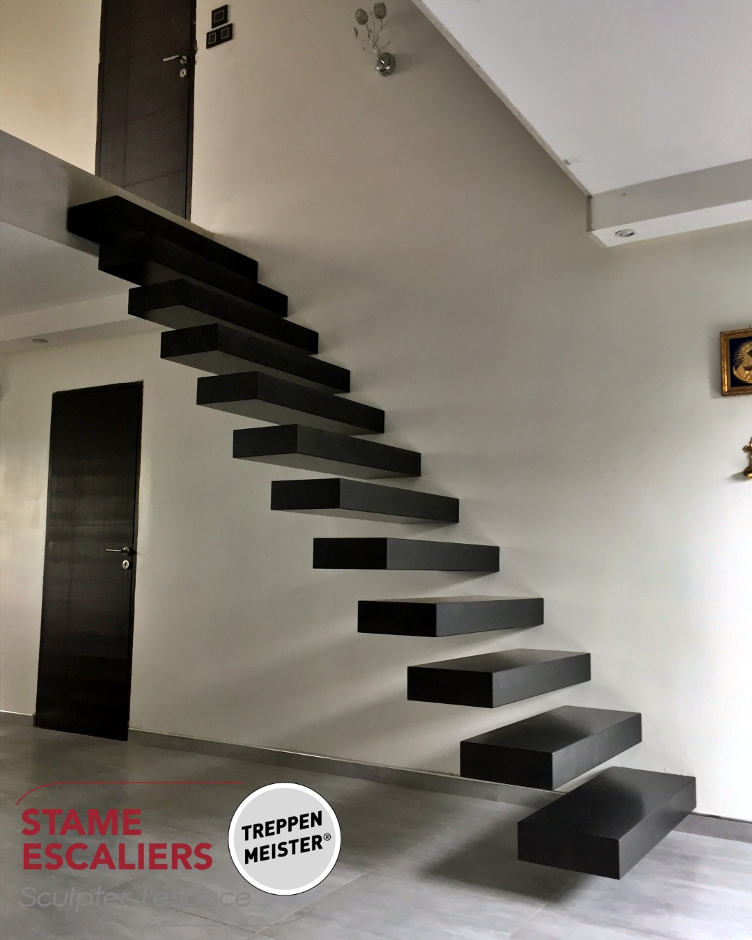 escalier autoporteur en bois sur-mesure Ego Zéro