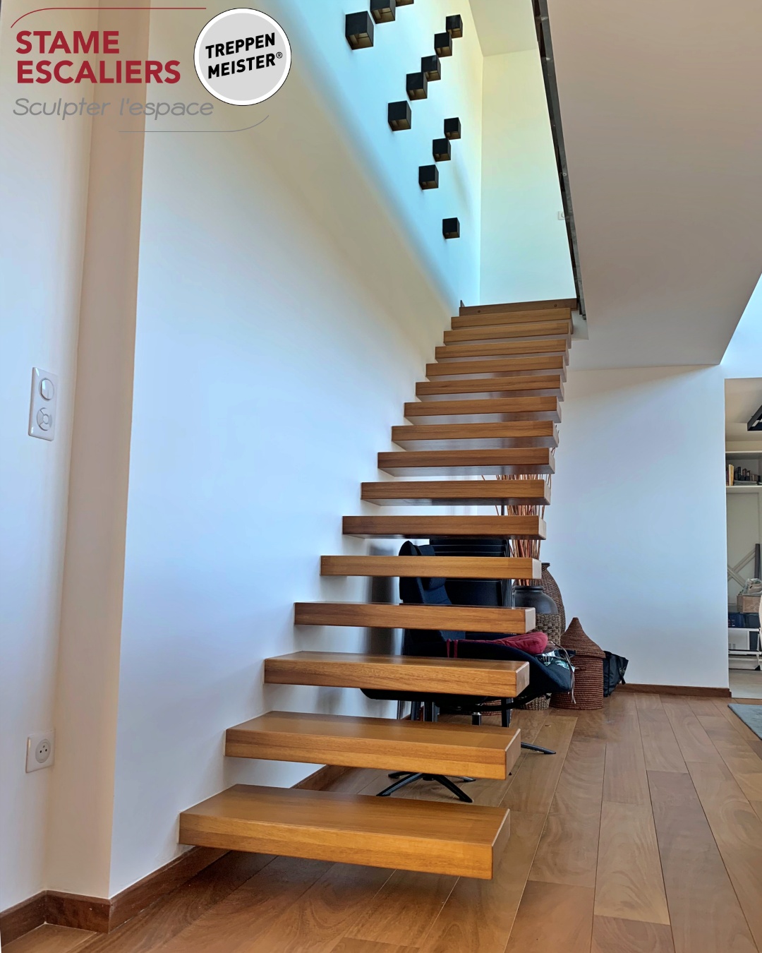 escalier autoporteur en bois sur-mesure Ego Zéro