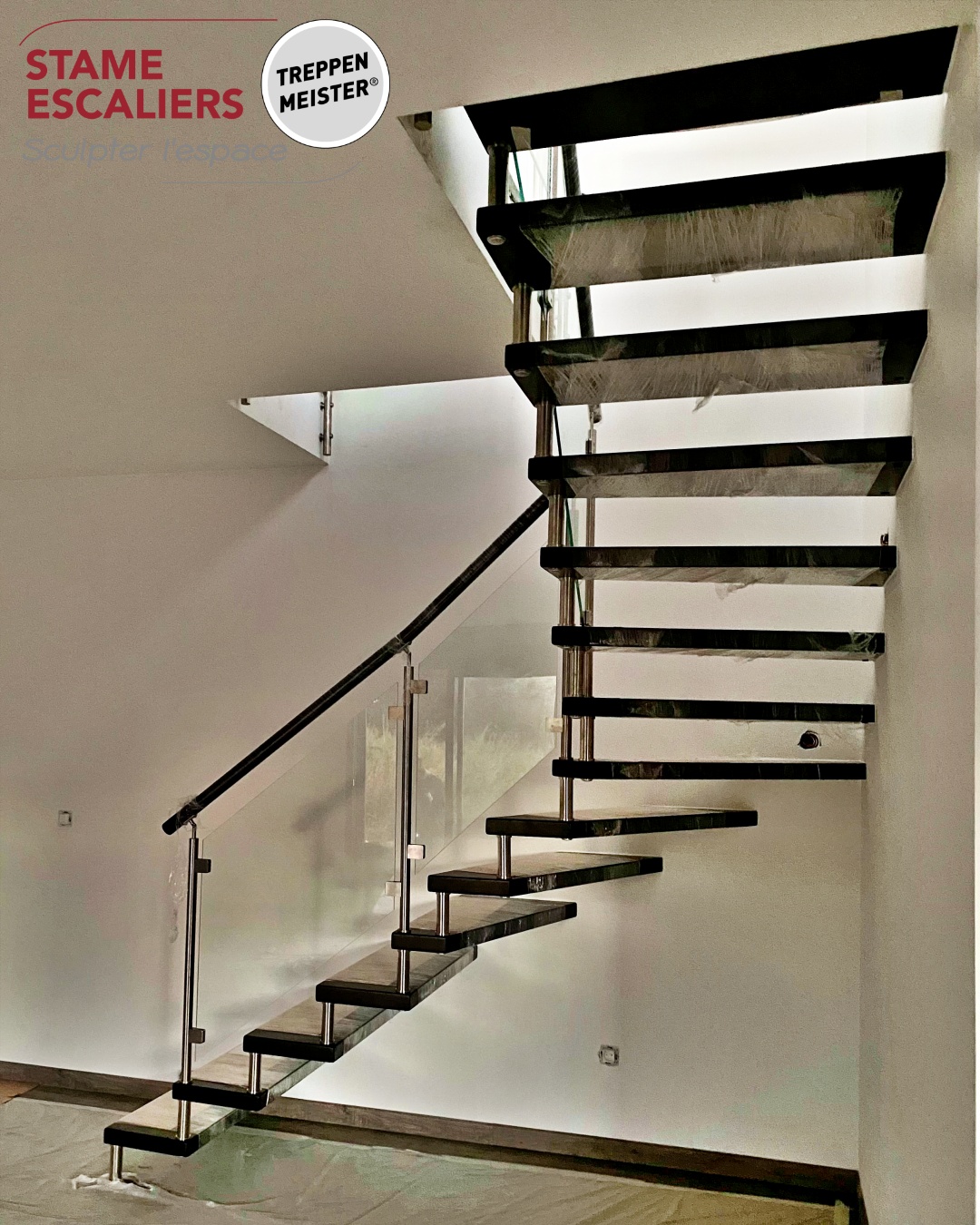 escalier autoporteur bois sur-mesure EPURA
