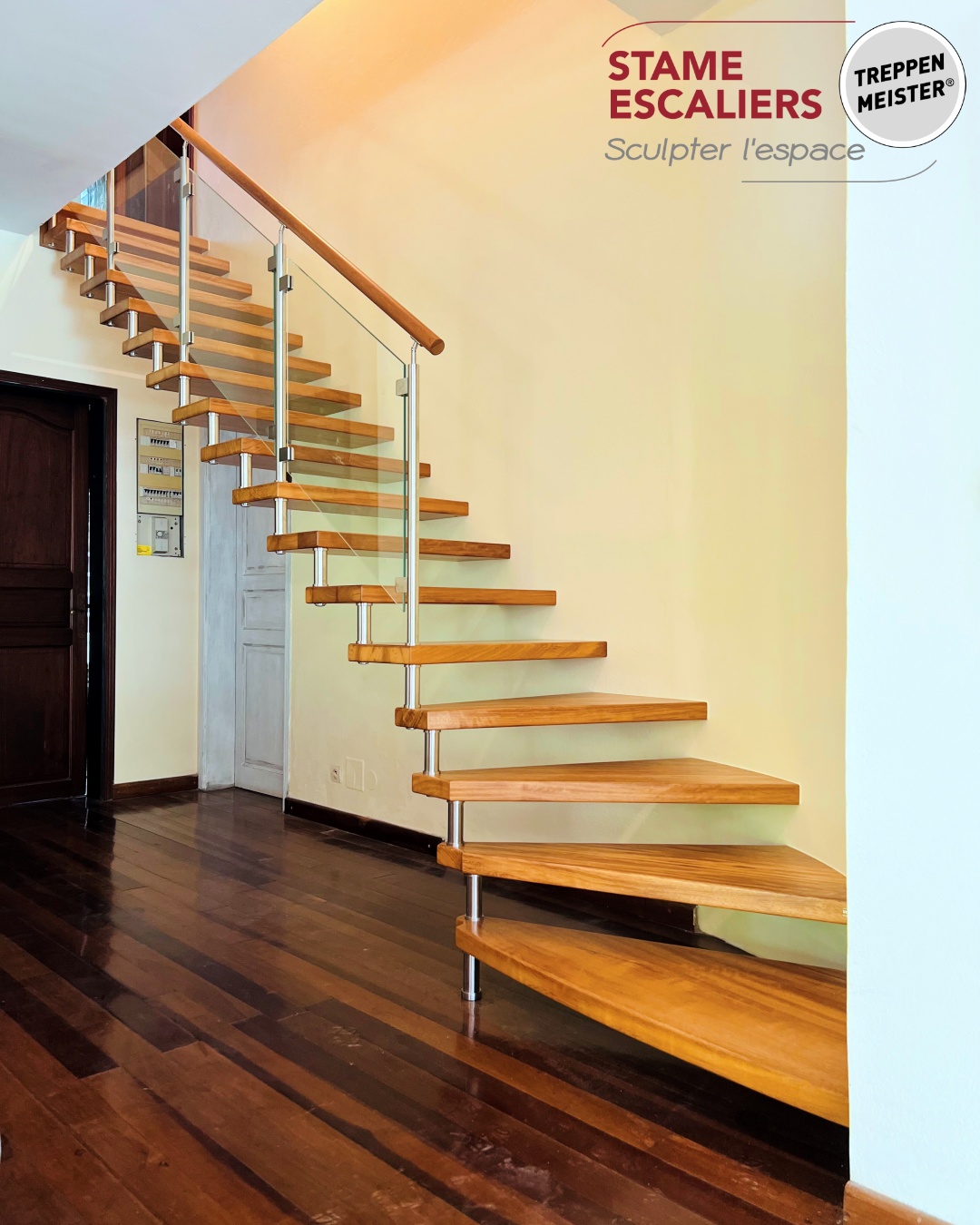 escalier autoporteur bois sur-mesure EPURA