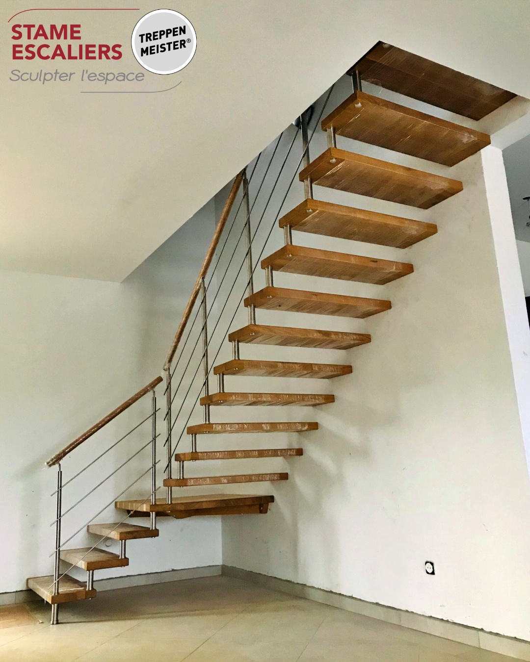 escalier autoporteur bois sur-mesure EPURA
