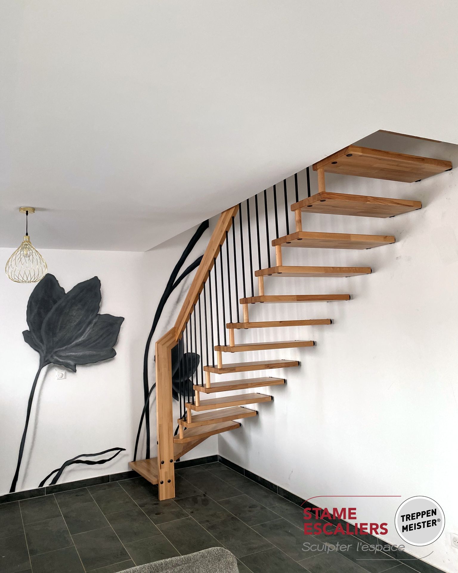 escalier suspendu en bois sur-mesure OPTIMA
