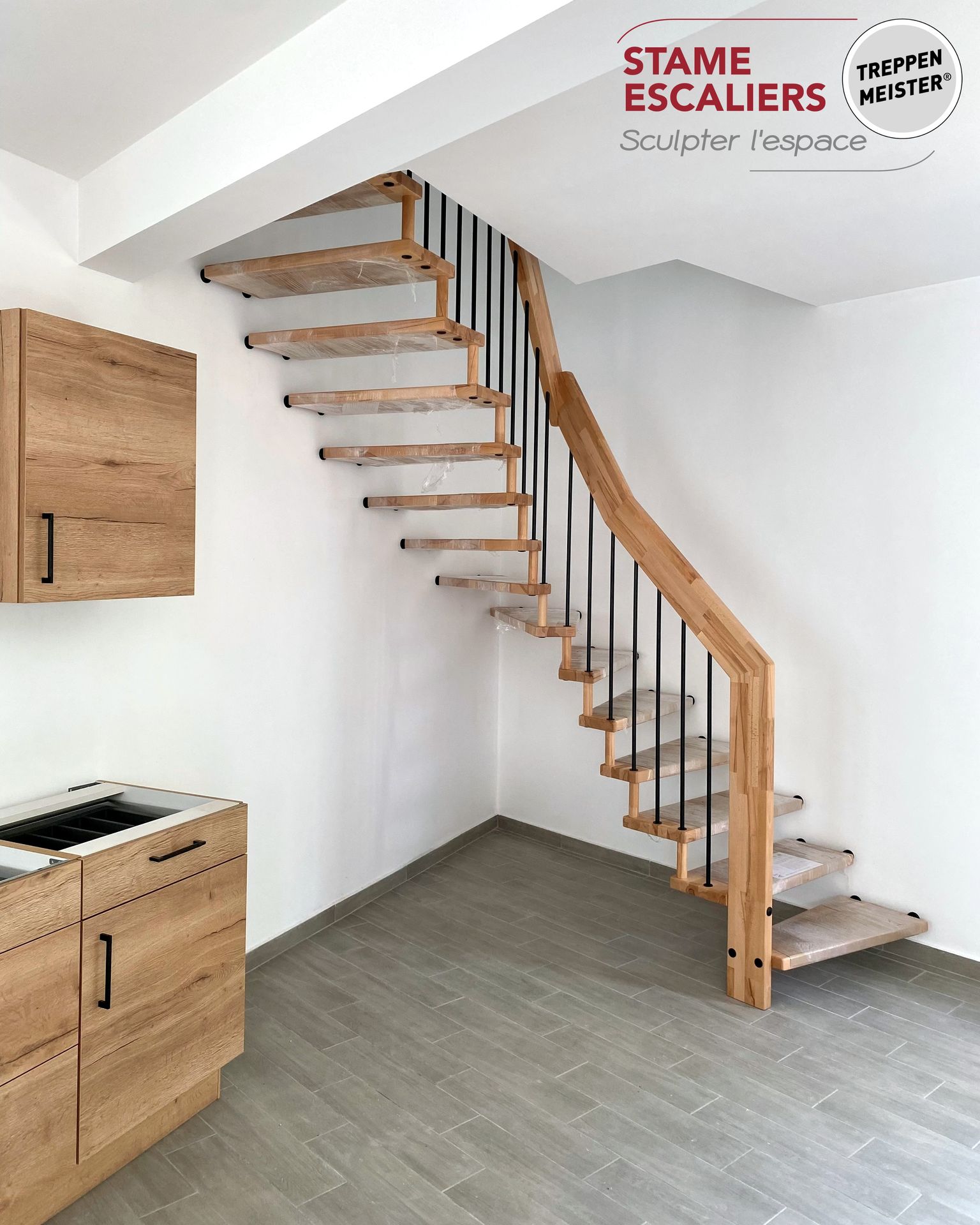 escalier suspendu en bois sur-mesure OPTIMA