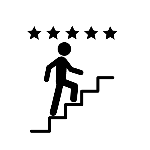 Icone bonhomme qui monte un escalier étoilé